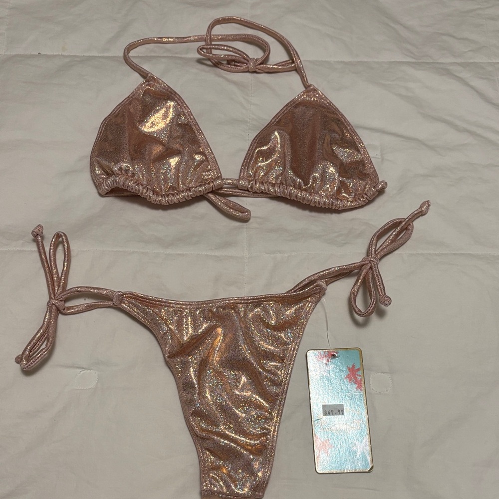 Jess Shimmering Tan Bikini Set